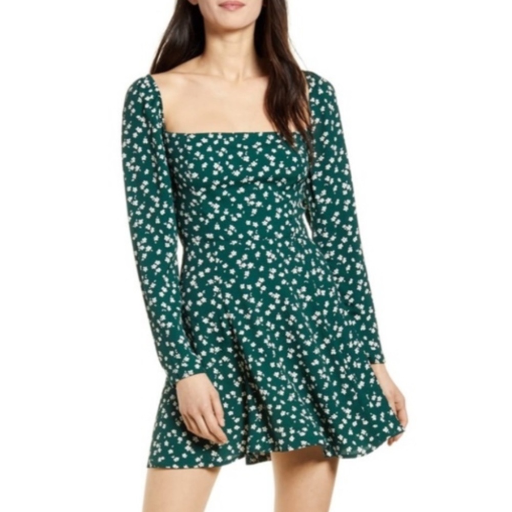 Reformation Green Floral Mini Dress